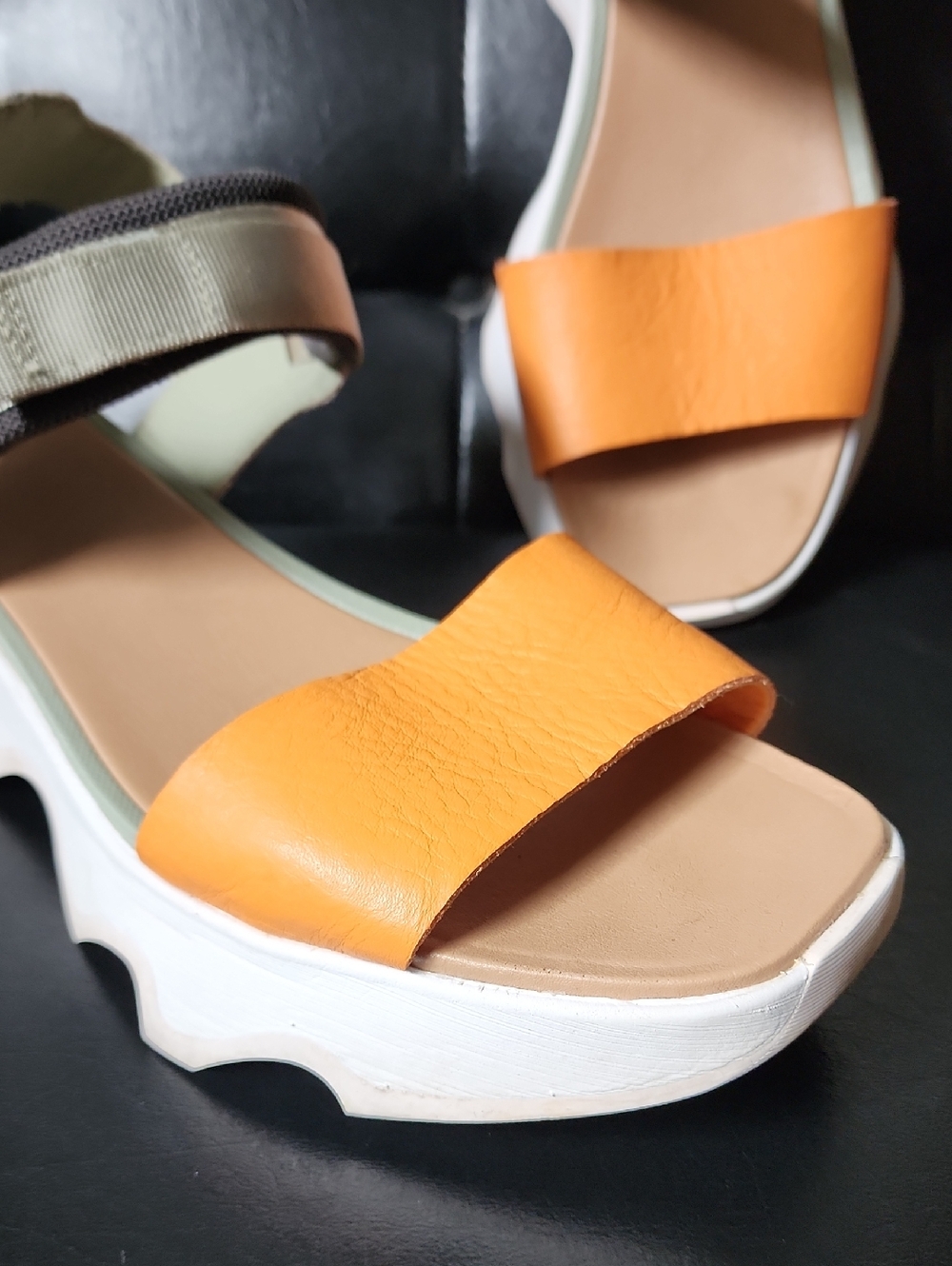 SOREL Kinetic Impact Y-Strap High Sandal Safari Sea Salt Koi Orange Platform 10 - Picture 7 of 13